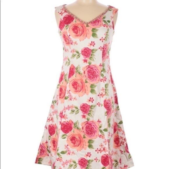 SPENCER JEREMY SLEEVELESS ROSES A-LINE DRESS 6 - Picture 1 of 4